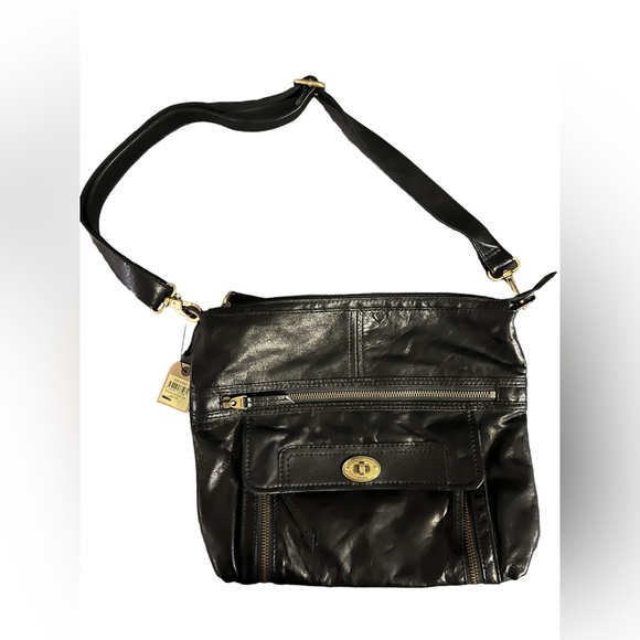 Fossil Handbags - Fossil Lamb Hide Leather Black Cross Body Stanton Purse NWT